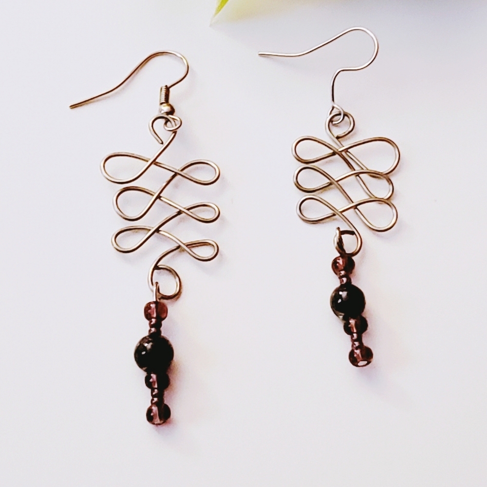 Unique Silver Celtic & Ruby Zig Zag Earrings - image 7